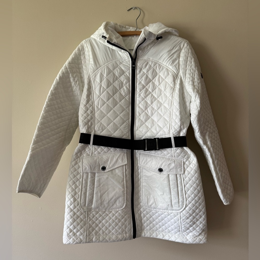 Michael Kors White Quilted Jacket with belt